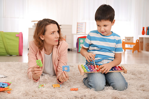 autsitic kid and mom